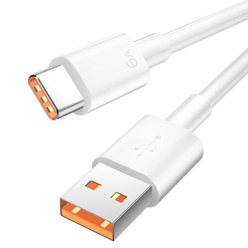 JGD-1M Câble de Charge Rapide 6A USB-A vers USB-C Compatible avec Huawei Mate X6/40 Pro/40 Pro+/40 RS/Adapté pour Honor 400/X9d/X9c/90/70 Magic V5/7 Lite/Pad2/V3/V2/VS RSR Blanc