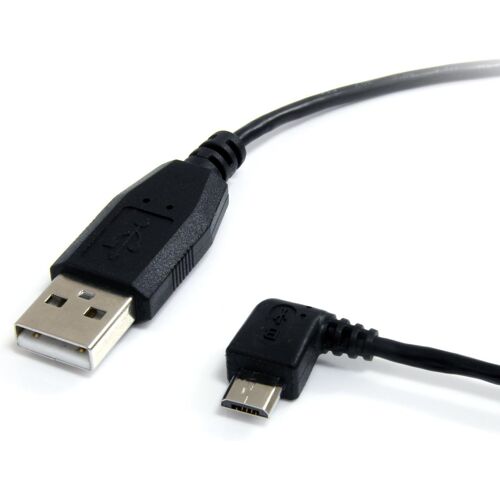 JGD-.com Câble USB 2.0 A vers Micro B coudé à angle gauche de 30 cm - Cordon USB vers Micro USB - Mâle / Mâle - Noir (UUSBHAUB1LA)