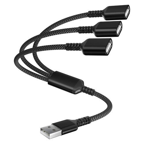 JGD-Câble Répartiteur USB en Y 0,3 M,Hub d'Extension Double Port 1 Entrée 3 Sorties,Adaptateur USB-A MâLe Vers Triple Femelle,Convertisseur Repartiteur Alimentation De Données Pour Macbook,PS5,PS4