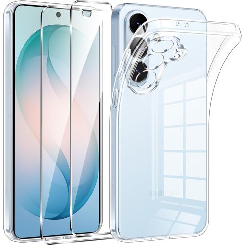 SUBZONAL-Coque pour Samsung Galaxy S26 5G avec 2 Pièces Protection Écran en Verre Trempé,Ultra Transparente Silicone en Gel TPU Souple pour Samsung S26 Couqe,Antichoc Anti-Jaune Etui Bumper