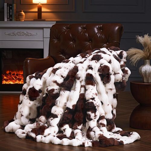 Ulteronixshop-Couverture Plaid, Plaid Fausse Fourrure Doux Et Pelucheux 200x150cm, Plaid Polaire Décoratif Réversible Chaud Et Luxueux pour Lit, Canapé, Fauteuils (Vache Marron)
