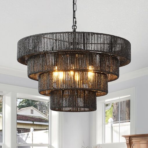 Lampe Suspension En Bois Nordique Suspension Luminaire Rétro E27 Lampe Pendante Moderne Lumière