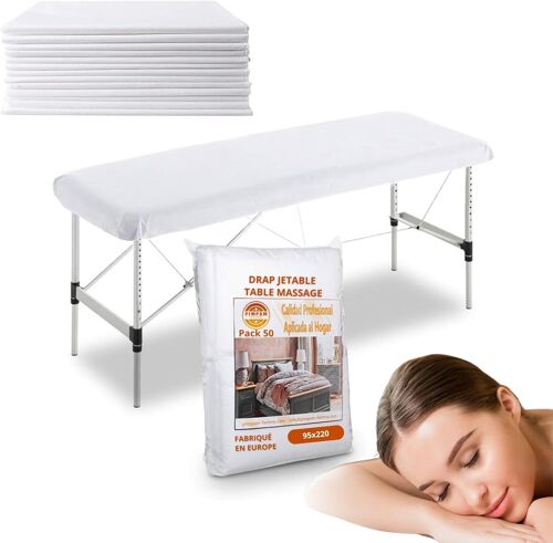 Ulteronixshop-PimPam Factory - Drap Jetable Table Massage - 95x220 cm - (Pack de 50) - Usage Unique Hypoallergénique - Drap Non Tissé Jetable pour Cliniques Ou Salons De Beauté.