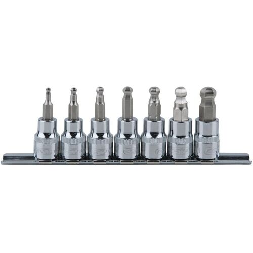 3/8' Chromeplus Jeu De Douilles à Embouts Pour Vis 6 Pans Intérieur à Tête Sphérique, 7 Pcs 3-10 Mm