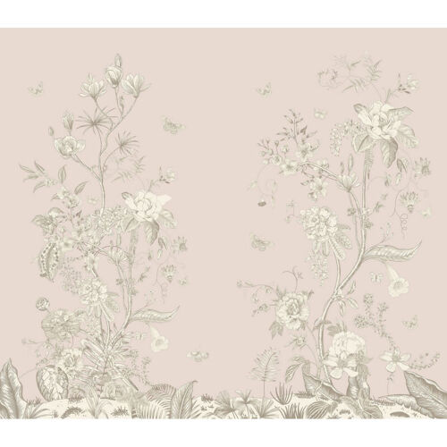 Rideau Imprimé Fleurs Blanches Sur Fond Unis Rose 280x245 Cm