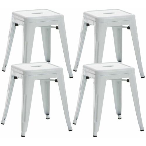 Clp - Lot De 4 Tabourets Bas Au Style Industriel Armin En Métal Blanc