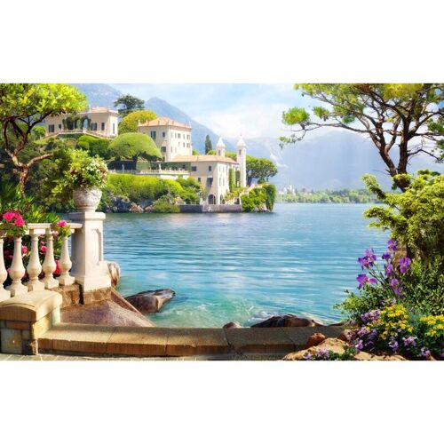 Tableau Paysage Illustré Au Lac De Côme - 80x50 Cm