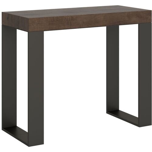 Console Extensible 90x40/300 Cm Tecno Premium Noyer Structure Anthracite