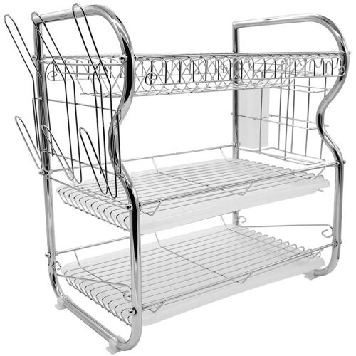 3 Étages Égouttoir A Vaisselle Avec Plateau Inox Étagère À Vaisselle Egouttoir À Couverts Panier À Vaisselle Rangement Cuisine