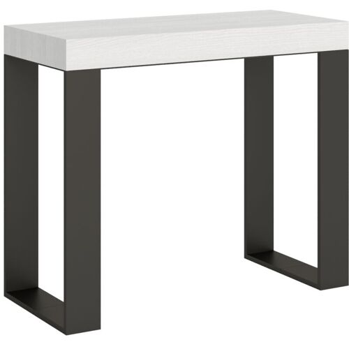 Console Extensible 90x40/196 Cm Tecno Small Premium Frêne Blanc Structure Anthracite