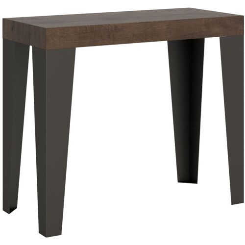 Itamoby - Console Extensible 90x40/300 Cm Noyer Flamme Structure Anthracite