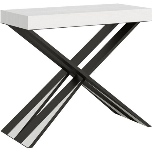 Console Extensible 90x40/196 Cm Diago Small Premium Frêne Blanc Structure Anthracite