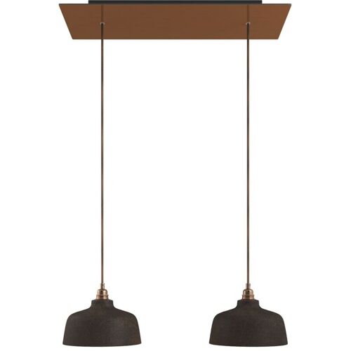 Creative Cables - Lampe Suspendue à 2 Gouttes Avec Rose-one Xxl Rectangulaire 675 Mm Complète Avec Câble Textile Et Abat-jour Cup