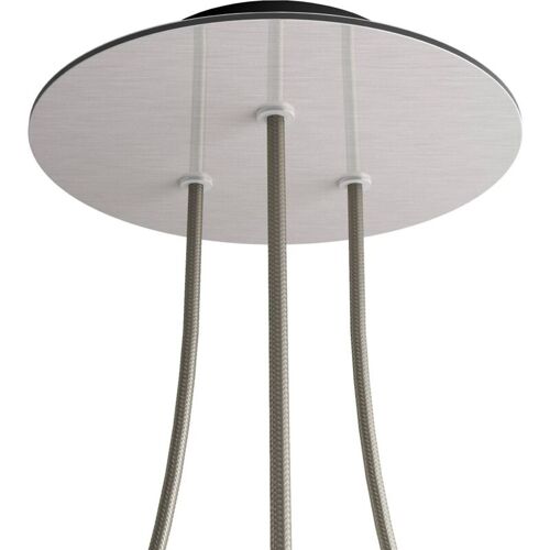 Creative Cables - Rose-one Rosette Ronde, Diamètre 200 Mm Avec 3 Trous Et 4 Trous Latéraux - Acier Dibond Satiné, Noir