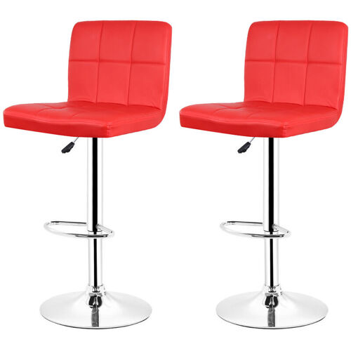 Haloyo - 2 Tabourets De Bar Fautruil Chaise En Hauteur Reglable 6 Grilles En Simili (rouge) 93-113cm