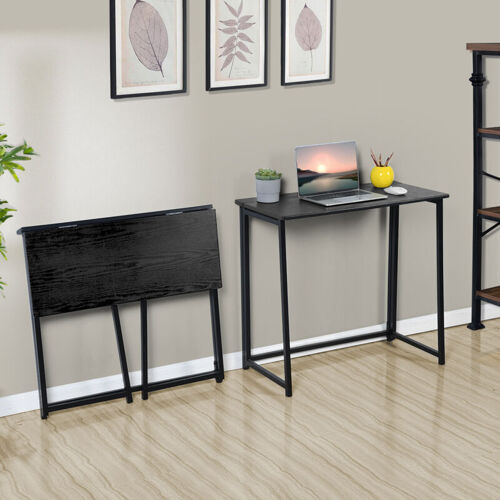Meubles Cosy - Bureau Pliant Pour Petits Espaces Table D'Ordinateur Pliante Pour Bureau Domicile Poste De Travail Style Industriel Pieds En Métal 80x40x74cm Noir