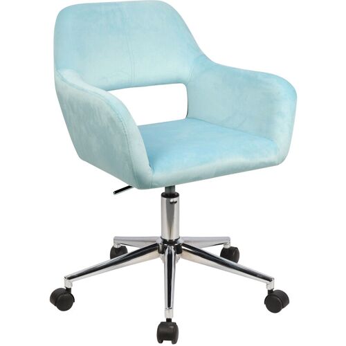 Svita - Jill Chaise Pivotante Réglable En Hauteur Avec Accoudoirs Et Roulettes Tissu Velours Revêtement Bleu