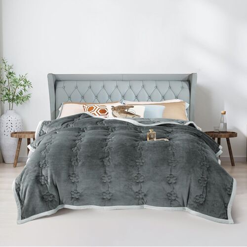 Ulteronixshop-Couverture Polaire Flanelle Douillette 810gsm pour Chambre Canapé, Grand Chaud et Doux en Peluche Plaid Fourrure pour l'hiver (Gris, 200 x 230 cm)