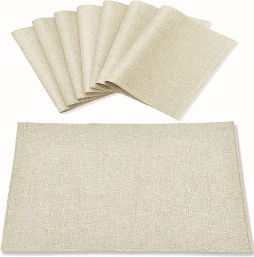 Ulteronixshop-Lot de 8 Sets de Table résistants à la Chaleur, Pas de Repassage, infroissables, lavables en Machine, passent au sèche-Linge, Sets de Table antidérapants (Beige)