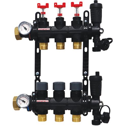 Selection P Pro - Collecteur Plancher Chauffant Composite Femelle 1' (26/34) - 3 Départs Mâle 3/4' (20/27) Ek - Somatherm