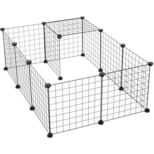 Cage Parc Enclos Pour Animaux Domestiques L 106 X L 73 X H 36 Cm Bords Arrondis Fil Métallique Noir 55