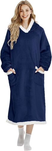 Ulteronixshop-Couverture avec Manches et Capuche Couverture Portable Couverture Bleu Marine Adulte 80 x 150 cm, Couverture à Capuche (80 x 150 cm, Bleu Marine)