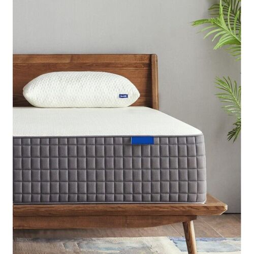 Matelas Madison A Ressorts + 3 Cm Contact Latex à 70 % En 70 Kg/m3 + Alese 90x190 Hauteur +/- 24,50 Cm - Accueil Moelleux - Soutien Equilibre + Oreiller Visco - 5 Zones De Confort -
