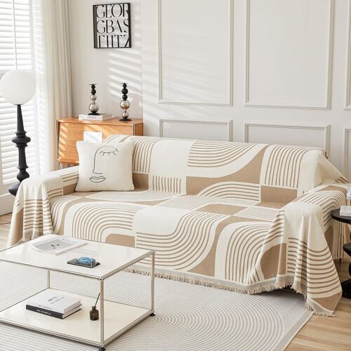 Ulteronixshop-Housse de Canapé Bohème en Chenille, Protege Canape Couvre Canapé Lavable, Plaid Canapé de Protection pour Canapé d¿Angle, 1/2/3/4 Places (180 x 260 cm, Kaki)