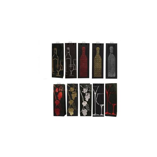 Lot De 8 Sacs Cadeaux Bouteille - L 27 X L 12 X H 38 Cm - Coloris Aléatoire - Livraison Gratuite