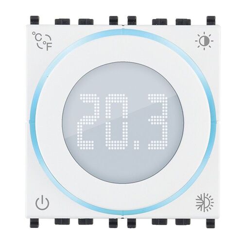 Thermostat Rotatif à 2 Modules Avec Affichage Blanc 02970.b - Vimar