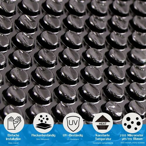 Solar Foil 457 Cm - Black Pool Solar Foil Solar Heating Pool Heating Solar Heat Tarpaulin 4,57 Meter Inground Pools, Quick-up Pools, Steel-wall Pools