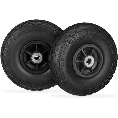 Relaxdays - Roue De Diable Set De 2 En Caoutchouc, Increvavbles, 260 X 85, 16 Mm, 4.1/3.5-4 Essieu 150 Kg, Noir