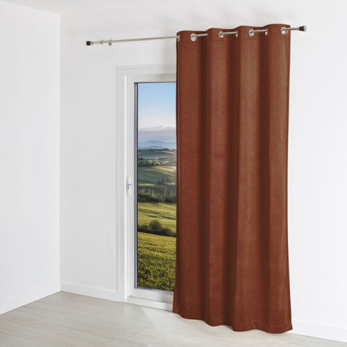 Homemaison - Rideau Uni En Suédine - Effet Daim Et Velours Tabac 140x260 Cm