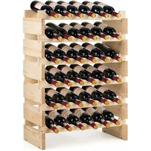 Goplus Casier à Bouteilles 6 étagères Pour 36 Bouteilles,range Bouteille Vin En Pin Massif,63x28x85cm,pour Bars/sous-sols