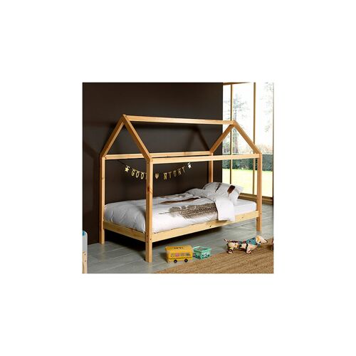 Lit cabane 90x200 cm en pin naturel - STANY