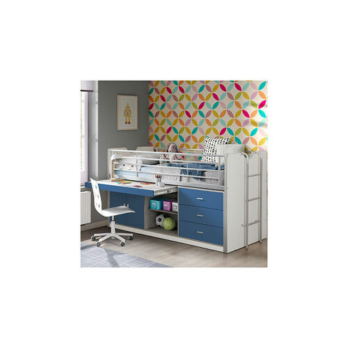 Lit combiné 90x200 cm avec rangements bleu - ASSIA