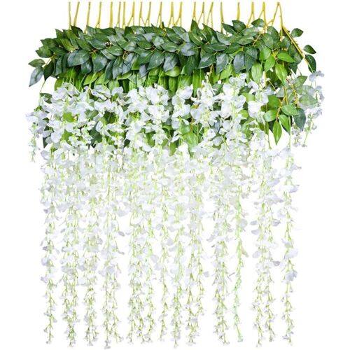 Fleurs Artificielles Glycine Artificielle Décoration De La Maison Chaque Brin Longueur 110cm Soie (blanc) - Rwjardin De La Piscine Entretien Des Plantes Et Des Plantes Plante Artificielle