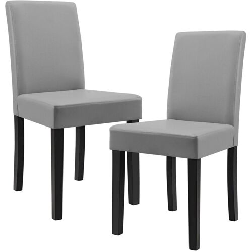 Helloshop26 - Kit De 2 Chaises Rembourrées Avec Pieds En Bois Massif Housse En Synthétique 90 Cm Gris Et Noir