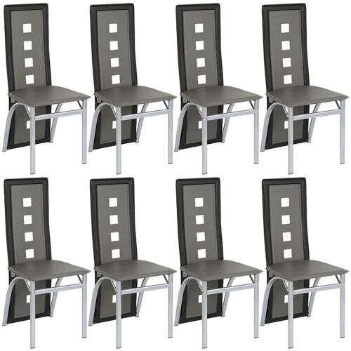 Lot De 8 Chaise Cuisine, Chaise De Salle à Manger, Dossier Haut De La Cuisine, Confortable Et Durable - Gris Noir