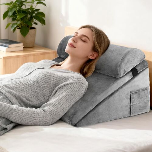 Ulteronixshop-Coussin incliné pour lit, Coussin tTriangulaire en Mémoire de Forme pour l'apnée du Sommeil, Coussin de Lecture pour Lit pour l'apnée du Sommeil, Reflux Acide, l'élévation des Jambes, G