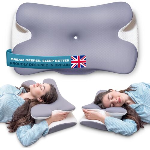 Ulteronixshop-Coussin de nuque Comfortpad en mousse à mémoire de forme, idéal pour les personnes dormant sur le dos et sur le côté, oreiller de soutien, double face, entreprise britannique