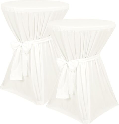 Ulteronixshop-Lot de 2 Housses de Table de Bar Premium, Housses de Table de Bar Ivoire, Opaques diamètre 80cm, Housses de Table de Bar avec Sangle, Housses de Table de Bar pour Tables de Bar