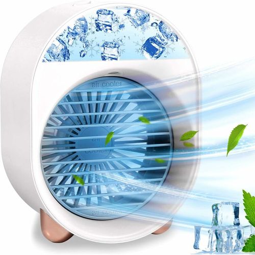 Climatiseur Portable, Refroidisseur D'Air Personnel, Mini Refroidisseur D'Air Portable Ventilateur De Climatisation Personnel Portable Refroidisseur Mobile 3 Vitesses (white)