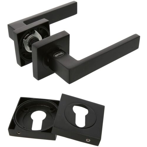 Amig Poignées Sur Rosace + Rosace Cadiz 51 X 51 Mm Zamak Noir Mat