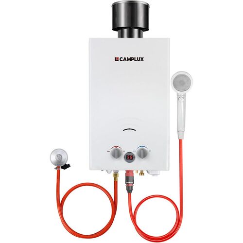 Chauffe-eau à Gaz Propane/butane 10l, Chauffe-eau à Gaz Instantanés 20kw Avec Housse De Pluie - Bw264c - 30/37mbar - Blanc - Camplux
