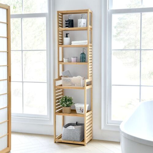 [en.casa] - Tagère à 7 Niveaux Forssa Pour Salle De Bain Cusine Salon 165 X 42 X 28 Cm