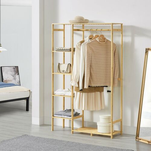 [en.casa] - Portant à Vêtements Eurajoki En Bambou 145 X 90 X 30 Cm