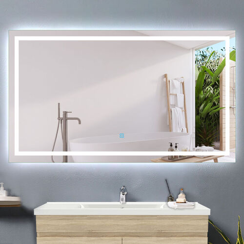 Acezanble 110x80cm Miroir De sélle De Bain Anti-buée, Miroir Led Avec éclairage, Miroir Mural Cosmétique Lumineux,interrupteur Tactile