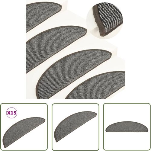 Inlife Tapis De Marches D'escalier 15 Pcs Gris 56x17x3 Cm