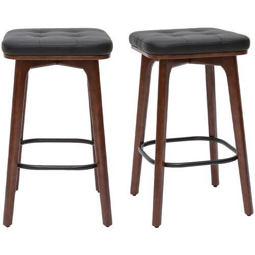 Miliboo - Tabourets De Bar Vintage Noirs Et Bois Foncé 65 Cm (lot De 2) Gramma